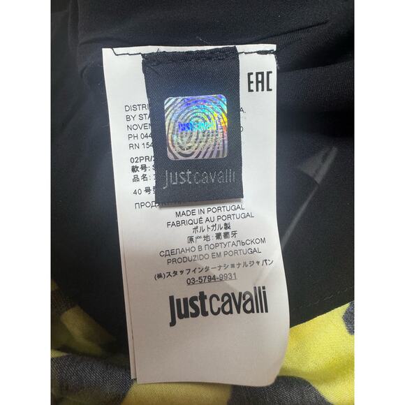 JUST CAVALLI NWT Asymmetric printed satin mini dress sz 42 / M - Picture 10 of 10